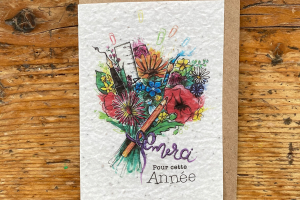 Les cartes de Lulu "Merci pour cette année" (crayon+bouquet)